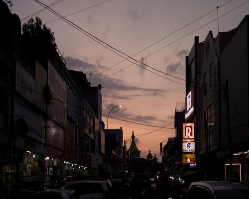 Calm evening walk in an Indonesian city